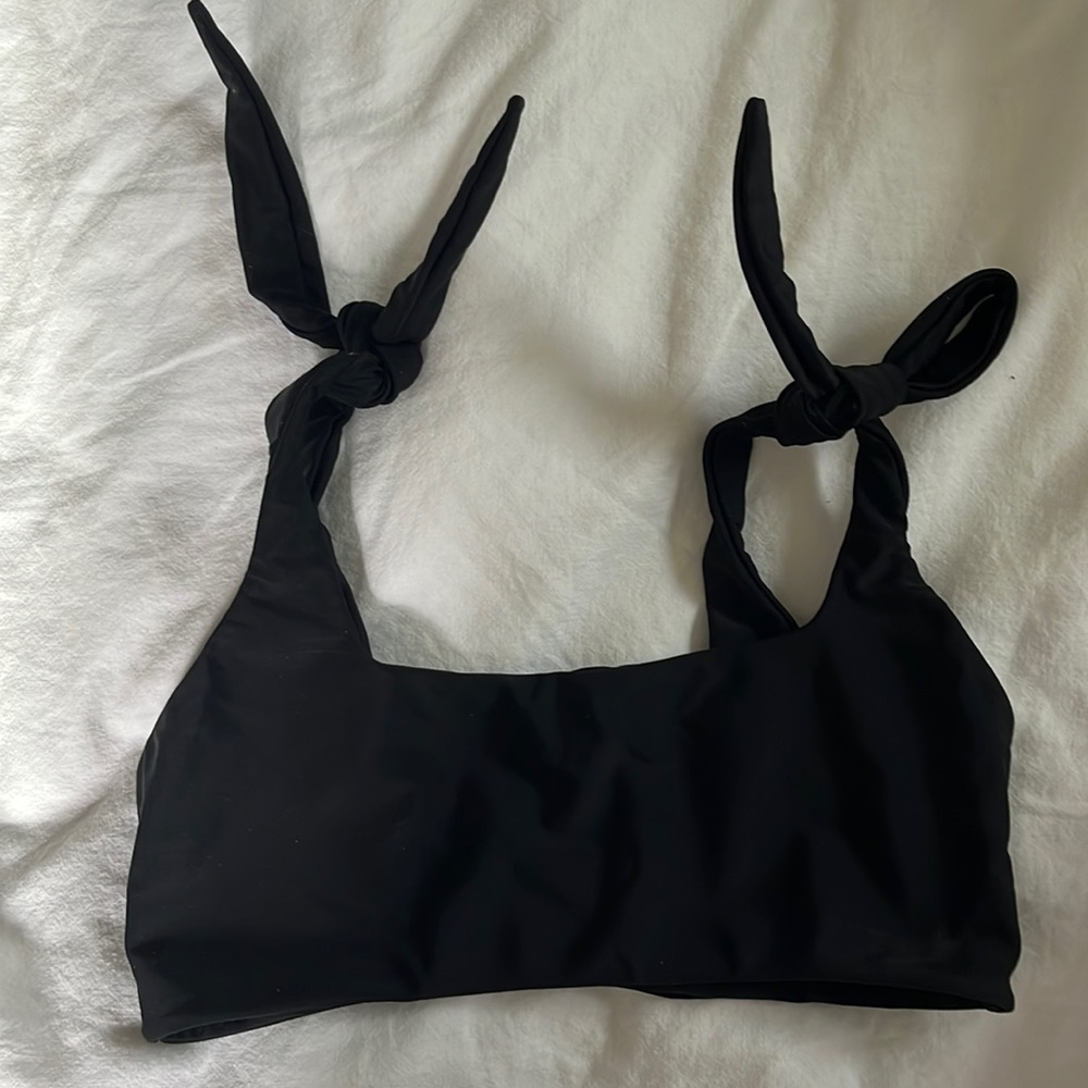 Mikoh Black Bikini Top with adjustable Tie Straps